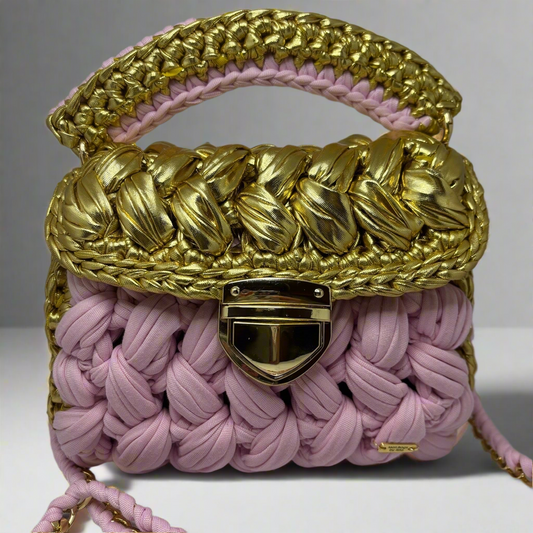 Aurora pink&gold puff Bag